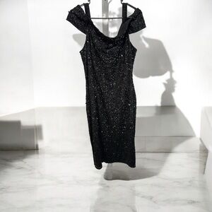 Adrianna Papell Black Off the Shoulder Dress